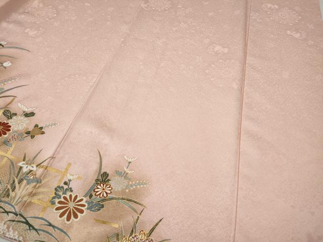 平和屋着物●訪問着　鴛鴦花文　暈し染め　金彩　正絹　逸品　CABH9973ut