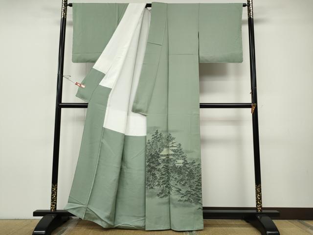 平和屋着物●豪華色留袖　お召地　流水風景草木文　正絹　逸品　未使用　CABH9975ut