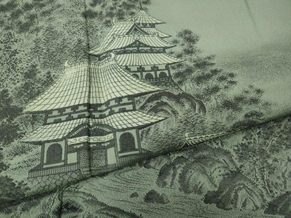平和屋着物●豪華色留袖　お召地　流水風景草木文　正絹　逸品　未使用　CABH9975ut