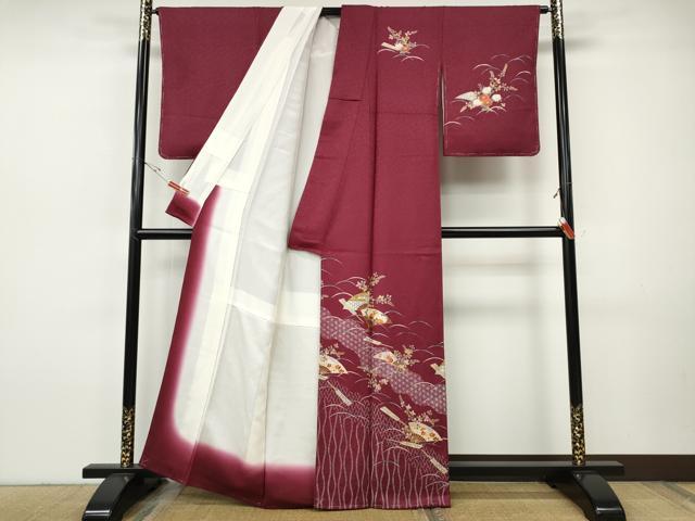 平和屋着物●訪問着　扇面芝草花文　金彩　正絹　逸品　未使用　CABH9976ut