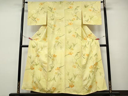 平和屋着物●上質な小紋　地紋起こし　枝花文　正絹　逸品　CABH9983ut