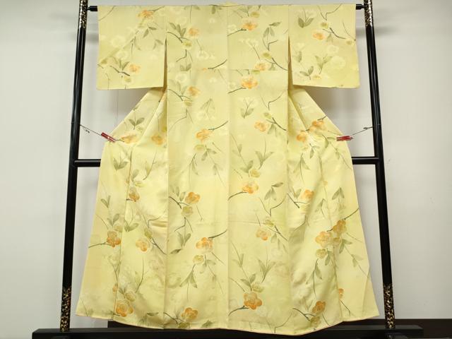 平和屋着物●上質な小紋　地紋起こし　枝花文　正絹　逸品　CABH9983ut