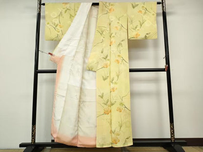 平和屋着物●上質な小紋　地紋起こし　枝花文　正絹　逸品　CABH9983ut