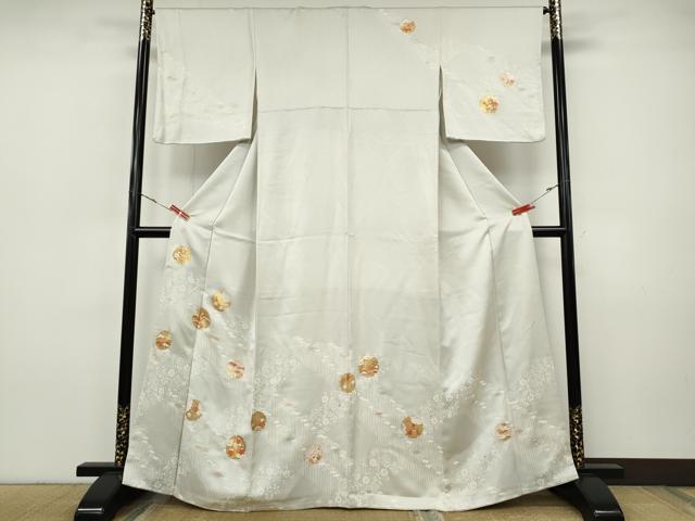 平和屋着物●訪問着　駒刺繍　雪輪草花文　金彩　鈴乃屋扱い　正絹　逸品　CABH9984ut