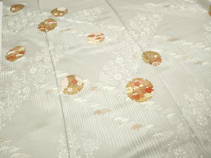 平和屋着物●訪問着　駒刺繍　雪輪草花文　金彩　鈴乃屋扱い　正絹　逸品　CABH9984ut