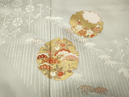 平和屋着物●訪問着　駒刺繍　雪輪草花文　金彩　鈴乃屋扱い　正絹　逸品　CABH9984ut