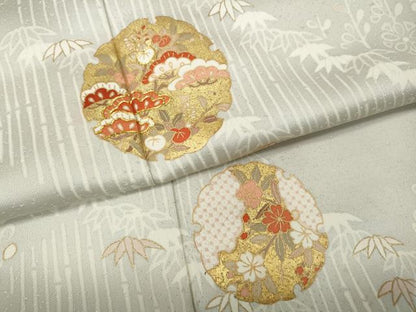 平和屋着物●訪問着　駒刺繍　雪輪草花文　金彩　鈴乃屋扱い　正絹　逸品　CABH9984ut
