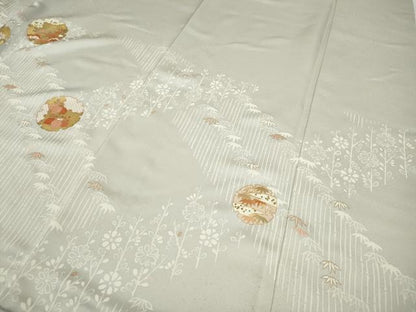 平和屋着物●訪問着　駒刺繍　雪輪草花文　金彩　鈴乃屋扱い　正絹　逸品　CABH9984ut