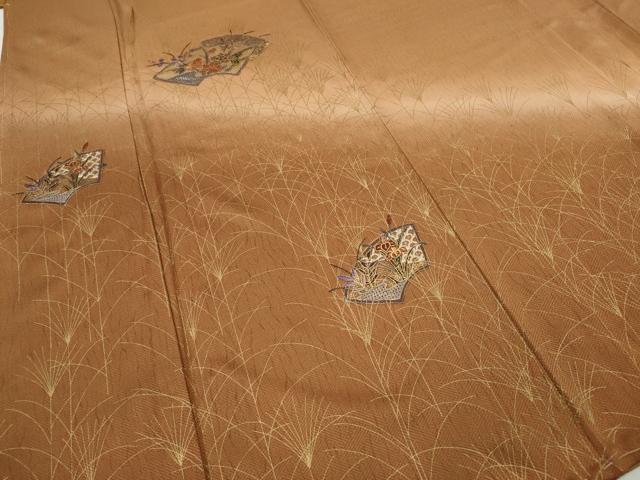 平和屋着物●中国三大刺繍　スワトウ刺繍　訪問着　地紙草花文　暈し染め　金彩　正絹　逸品　未使用　CABH9985ut