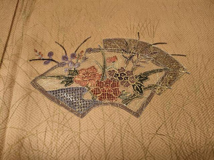 平和屋着物●中国三大刺繍　スワトウ刺繍　訪問着　地紙草花文　暈し染め　金彩　正絹　逸品　未使用　CABH9985ut
