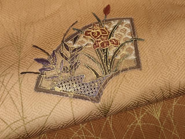 平和屋着物●中国三大刺繍　スワトウ刺繍　訪問着　地紙草花文　暈し染め　金彩　正絹　逸品　未使用　CABH9985ut