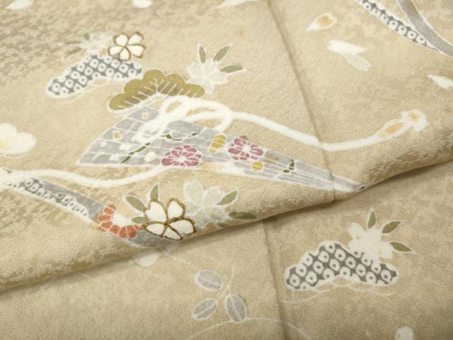 平和屋着物●訪問着　熨斗扇面舞花文　金彩　正絹　逸品　CABH9987ut