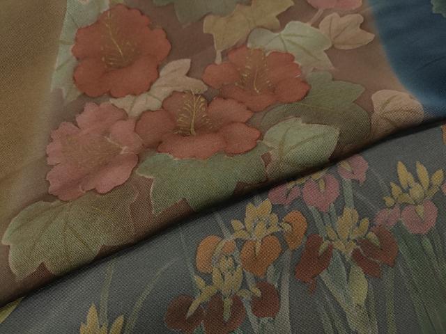 平和屋着物●訪問着　手描き　切嵌飛鶴鹿草花文　金彩　正絹　逸品　CABH9989ut