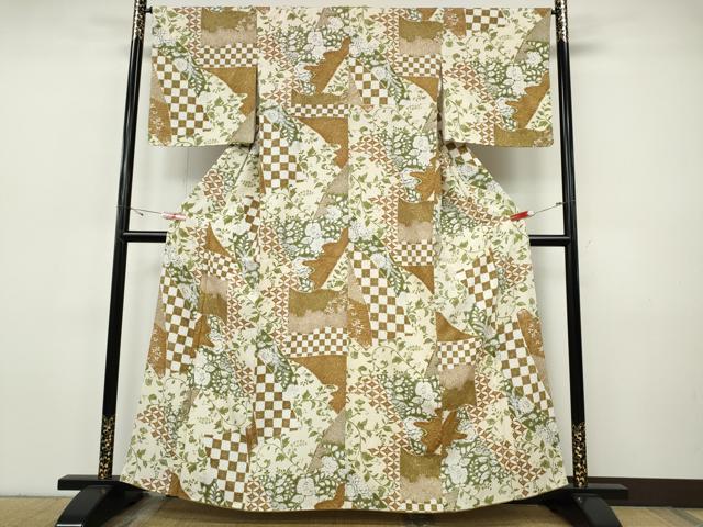 平和屋着物●上質な小紋　辻が花　金彩　正絹　逸品　CABH9990ut