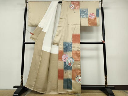 平和屋着物●訪問着　糸巻き鞠花文　暈し染め　金彩　正絹　逸品　CABH9993ut