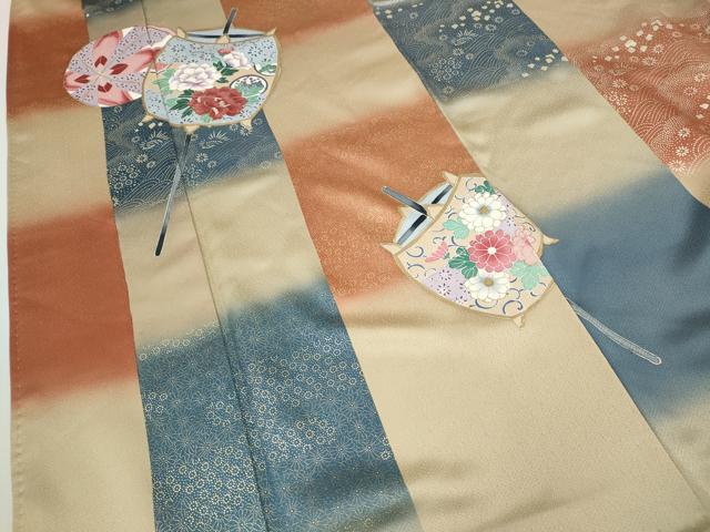 平和屋着物●訪問着　糸巻き鞠花文　暈し染め　金彩　正絹　逸品　CABH9993ut