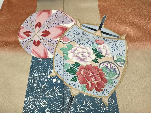平和屋着物●訪問着　糸巻き鞠花文　暈し染め　金彩　正絹　逸品　CABH9993ut