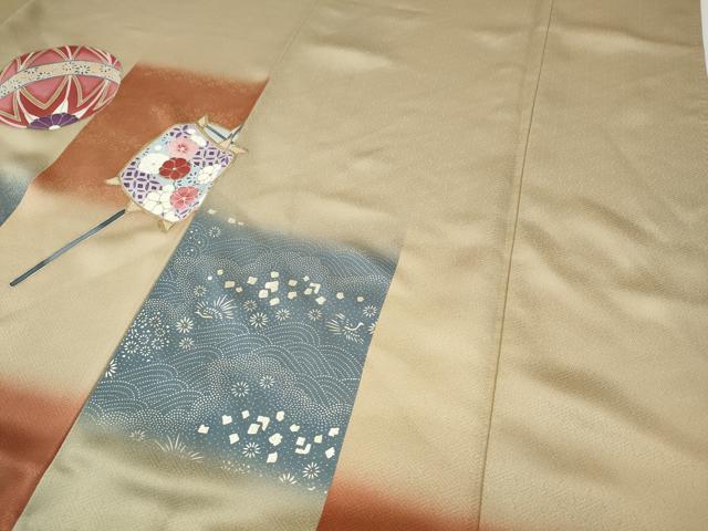平和屋着物●訪問着　糸巻き鞠花文　暈し染め　金彩　正絹　逸品　CABH9993ut