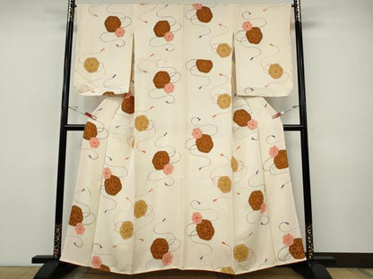 平和屋着物●上質な小紋　地紋起こし　絵皿花文　正絹　逸品　CABH9994ut