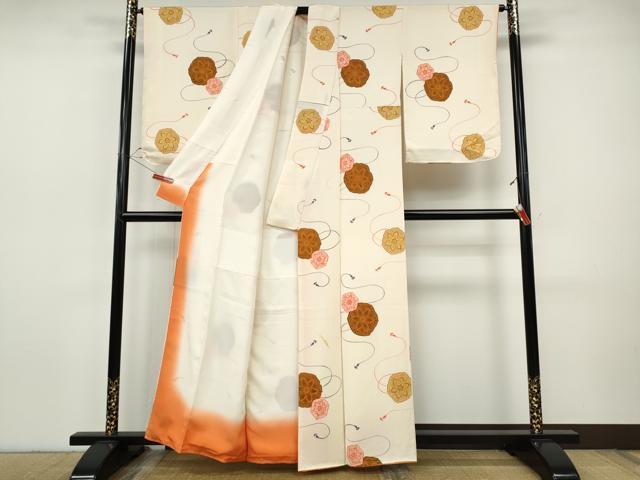 平和屋着物●上質な小紋　地紋起こし　絵皿花文　正絹　逸品　CABH9994ut