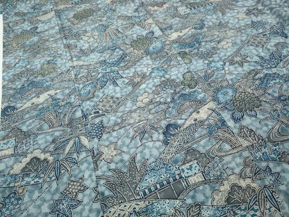 平和屋着物●上質な小紋　型染め　流水風景草花文　松坂屋扱い　正絹　逸品　CABH9995ut