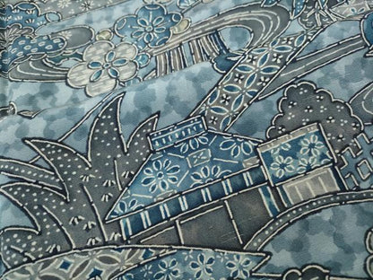 平和屋着物●上質な小紋　型染め　流水風景草花文　松坂屋扱い　正絹　逸品　CABH9995ut