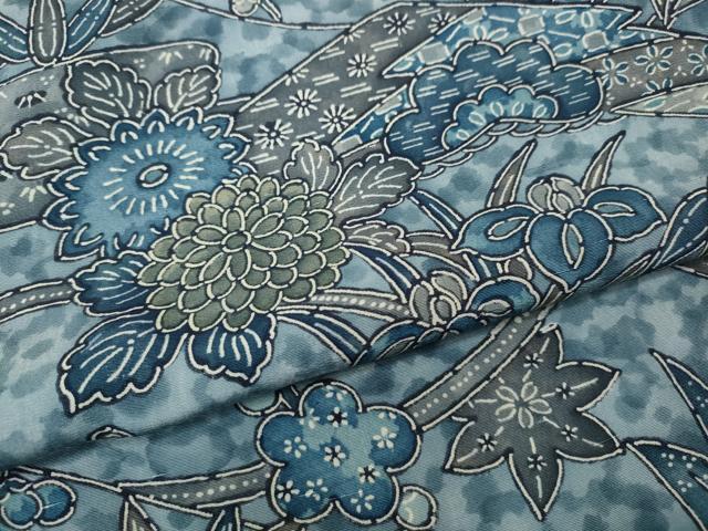 平和屋着物●上質な小紋　型染め　流水風景草花文　松坂屋扱い　正絹　逸品　CABH9995ut