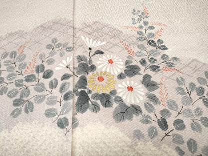 平和屋着物●訪問着　手描き　絞り　雲重ね草花文　金銀彩　正絹　逸品　CABH9998ut