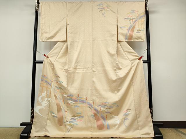 平和屋着物●訪問着　刺繍　渡橋立波松文　金彩　正絹　逸品　CABH9999ut