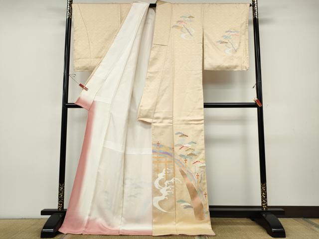 平和屋着物●訪問着　刺繍　渡橋立波松文　金彩　正絹　逸品　CABH9999ut