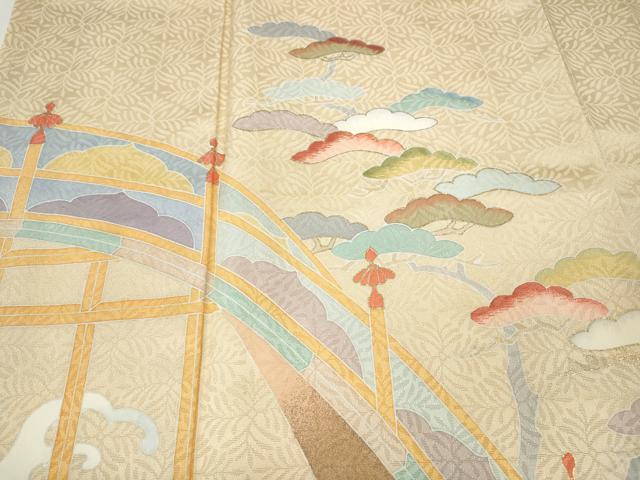 平和屋着物●訪問着　刺繍　渡橋立波松文　金彩　正絹　逸品　CABH9999ut