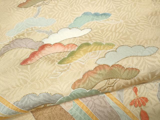 平和屋着物●訪問着　刺繍　渡橋立波松文　金彩　正絹　逸品　CABH9999ut
