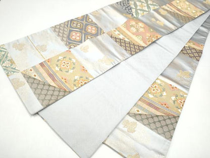 平和屋着物●六通柄袋帯　唐織　草花文　金糸　正絹　逸品　CABI0047hy