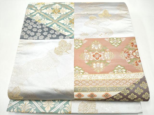 平和屋着物●六通柄袋帯　唐織　草花文　金糸　正絹　逸品　CABI0047hy