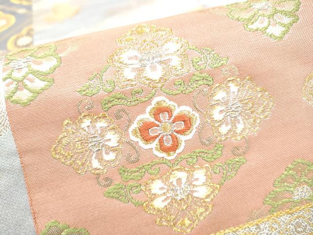 平和屋着物●六通柄袋帯　唐織　草花文　金糸　正絹　逸品　CABI0047hy