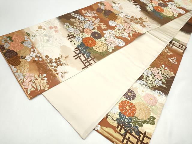 平和屋着物●六通柄袋帯　唐錦　錦秋能華文　金糸　正絹　逸品　CABI0051hy