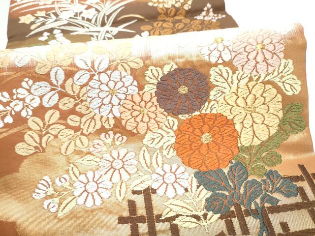 平和屋着物●六通柄袋帯　唐錦　錦秋能華文　金糸　正絹　逸品　CABI0051hy