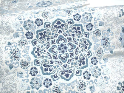 平和屋着物●六通柄袋帯　正倉院花文　銀糸　正絹　逸品　CABI0052hy