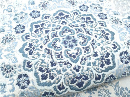 平和屋着物●六通柄袋帯　正倉院花文　銀糸　正絹　逸品　CABI0052hy
