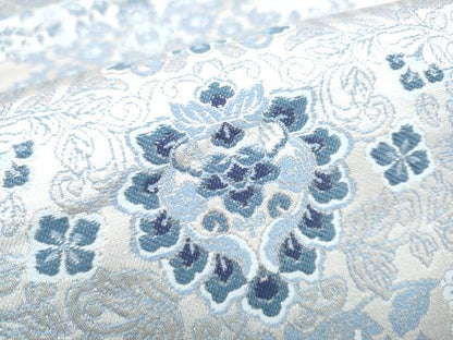 平和屋着物●六通柄袋帯　正倉院花文　銀糸　正絹　逸品　CABI0052hy