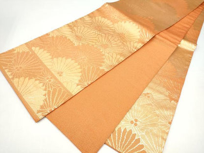 平和屋着物●洛風林　工芸帯地　六通柄袋帯　菊尽くし　金糸　正絹　逸品　CABI0059hy