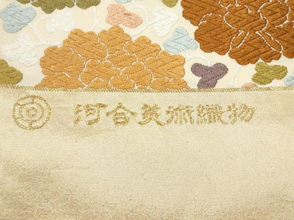 平和屋着物●西陣　河合美術織物謹製　六通柄袋帯　唐織　能寿有職牡丹文　証紙付き　上代36万　正絹　逸品　未使用　CABI0060hy