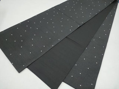 平和屋着物●全通柄袋帯　丸文　黒地　金通し地　正絹　逸品　CABI0061hy