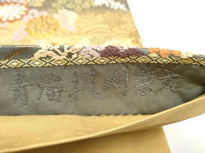 平和屋着物●六通柄袋帯　能衣唐織　青海楓刈紫文　金糸　正絹　逸品　CABI0065hy