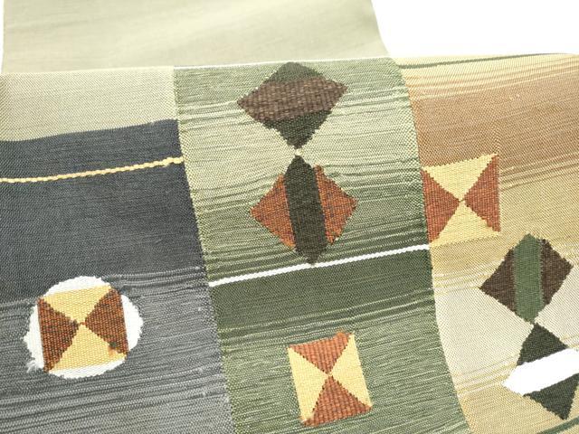 平和屋着物●両面　太鼓柄袋帯　すくい織　幾何学文様　正絹　逸品　CABI0068hy