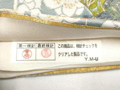 平和屋着物●六通柄袋帯　唐織　地紙飛鶴松竹梅　金糸　正絹　逸品　CABI0070hy