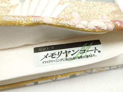 平和屋着物●六通柄袋帯　唐織　地紙飛鶴松竹梅　金糸　正絹　逸品　CABI0070hy