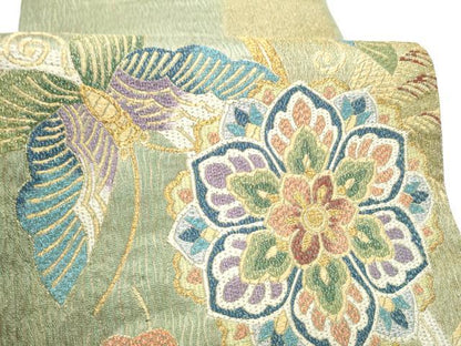 平和屋着物●六通柄袋帯　花蝶文　金糸　正絹　逸品　CABI0071hy