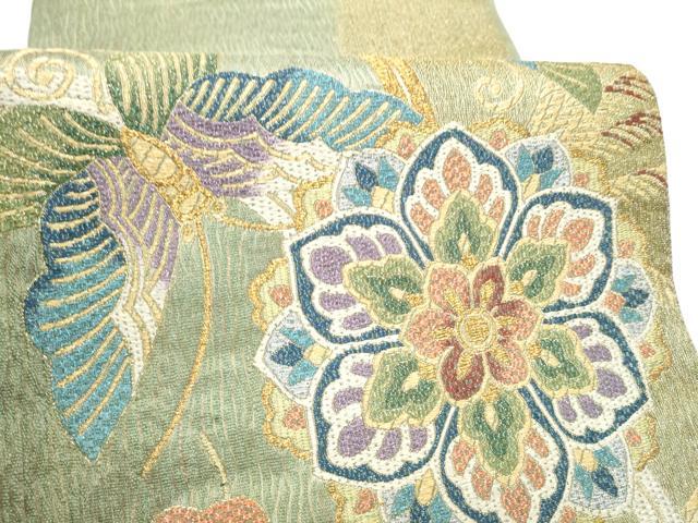 平和屋着物●六通柄袋帯　花蝶文　金糸　正絹　逸品　CABI0071hy