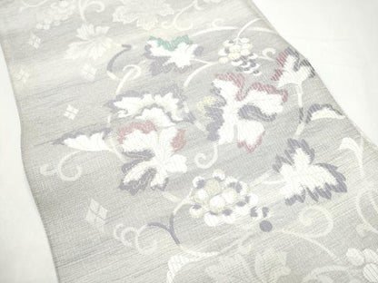 平和屋着物●六通柄袋帯　桃皮染　ぬれぬき　葡萄蔦の葉文　正絹　逸品　CABI0076hy